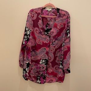 Designer Plus Size 3X CHENAULT BLOUSE PAISLEY PATTERN